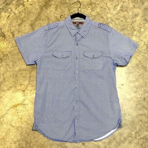 PD&C Blue Printed Slim Fit S/S  Button Down - Picture 2 of 8